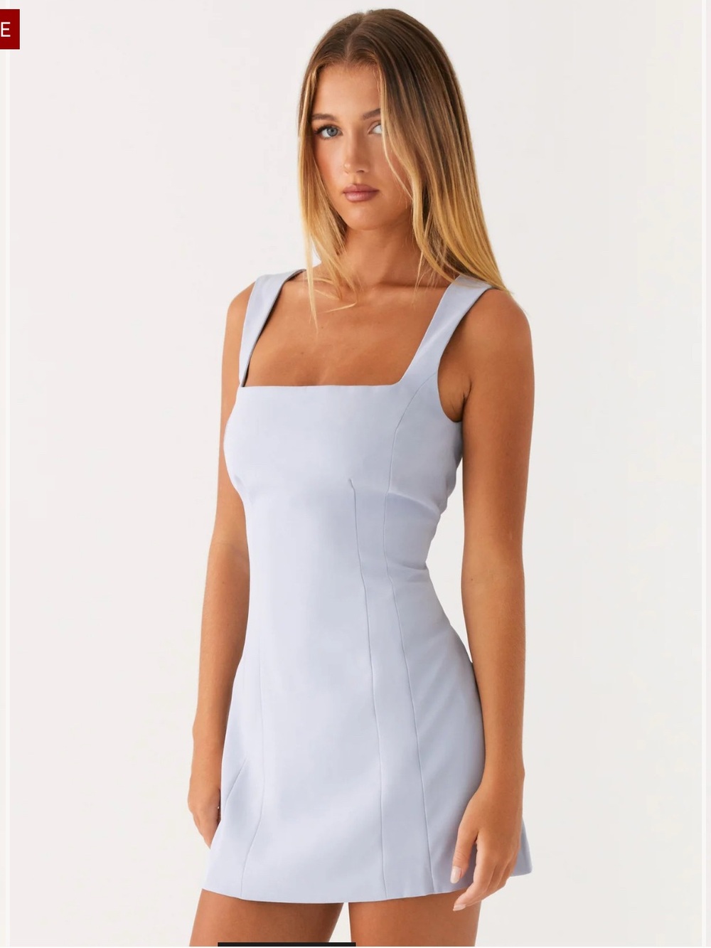 Peppermayo Pale Blue Square Neck Sleeveless Dress Lucky Charm Mini Dress size 12 - Picture 4 of 4